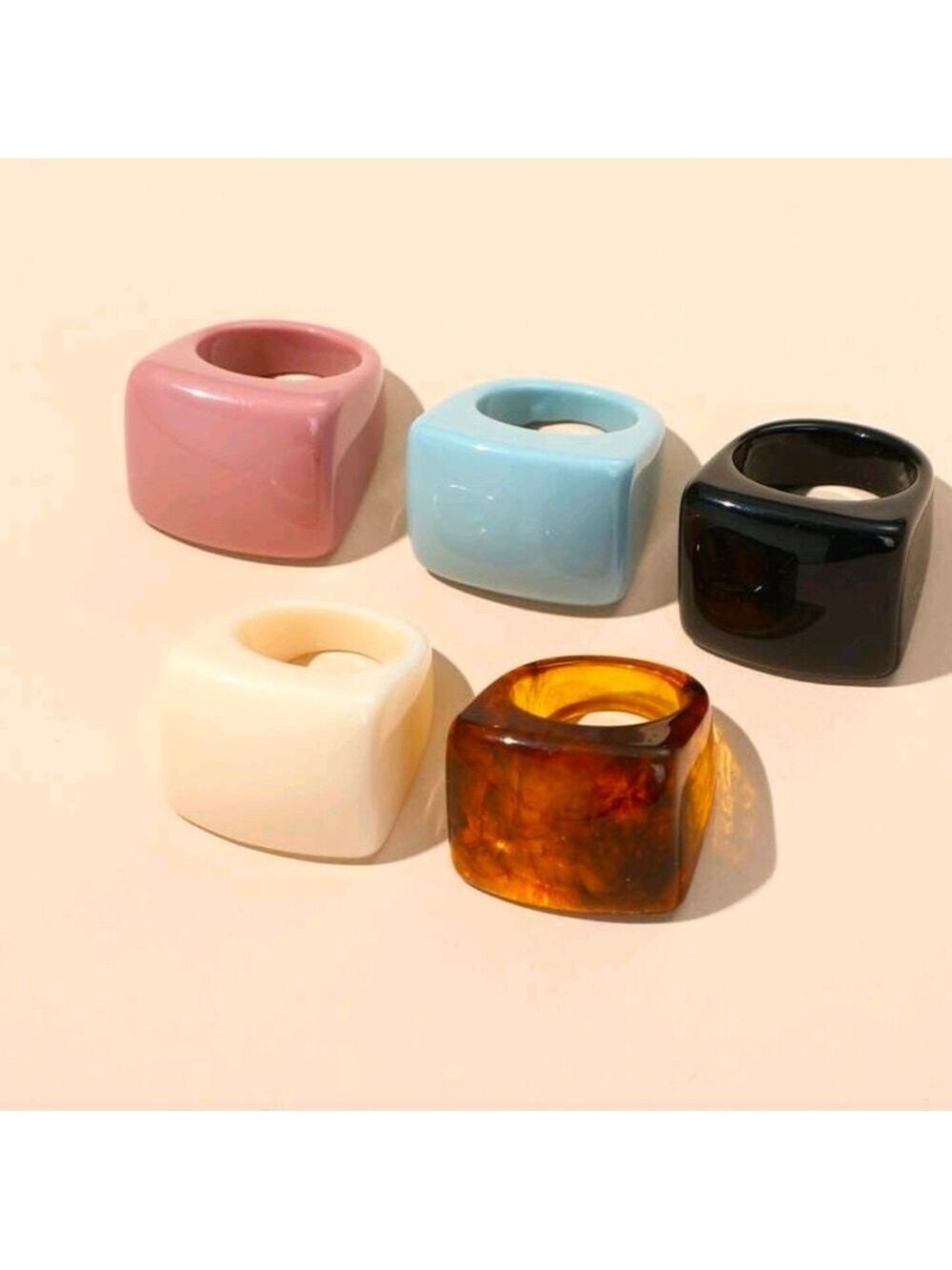 Resin Ring Set Colorful - Picture 3 of 6